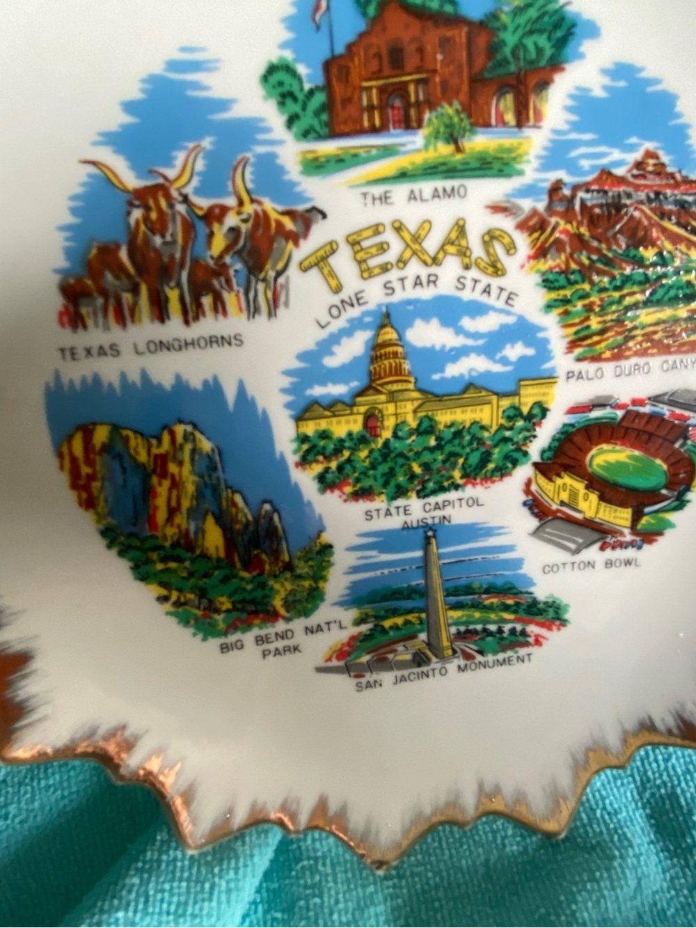 Vintage Texas Landmark Souvenir Plate The Alamo,Cotton Bowl, Palo Duro Canyon - Picture 5 of 9